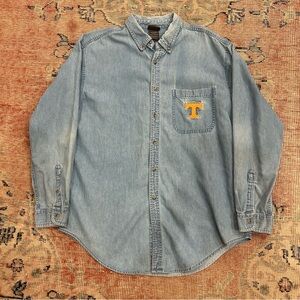 Tennessee Volunteers Denim Button Up Shirt Mens Large Pro Edge Long Sleeve